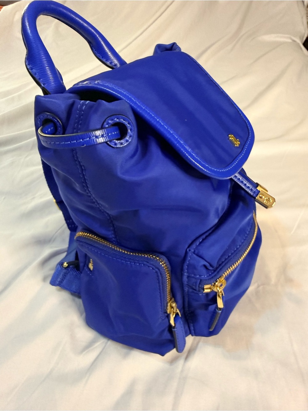 Ralph Lauren Royal Blue Nylon Mini Backpack with Gold Hardware - Picture 3 of 5